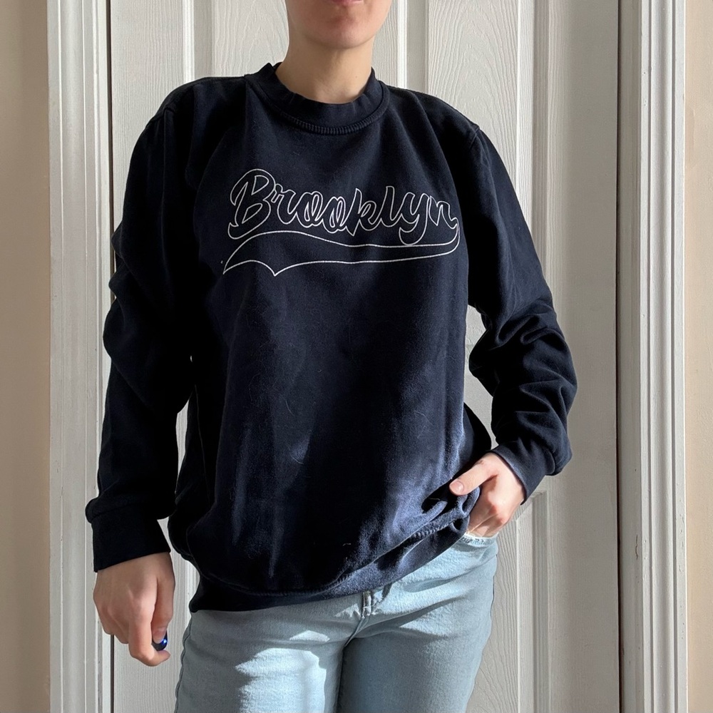 PrettyLittleThing “Brooklyn” Navy Crewneck Sweatshirt